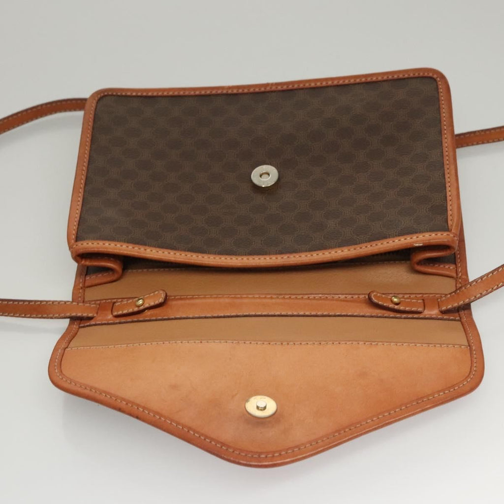 Celine Vintage Macadam Shoulder Bag Canvas And Leather Brown Canvas Shoulder Bag Bag