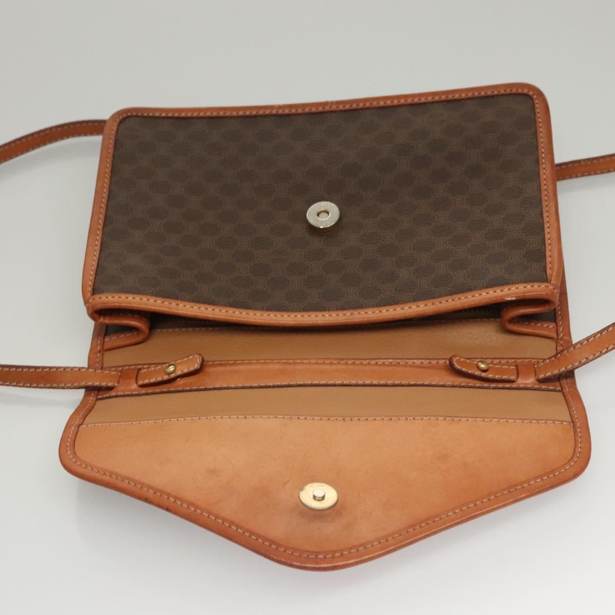 Celine Vintage Macadam Shoulder Bag Canvas And Leather Brown Canvas Shoulder Bag Bag