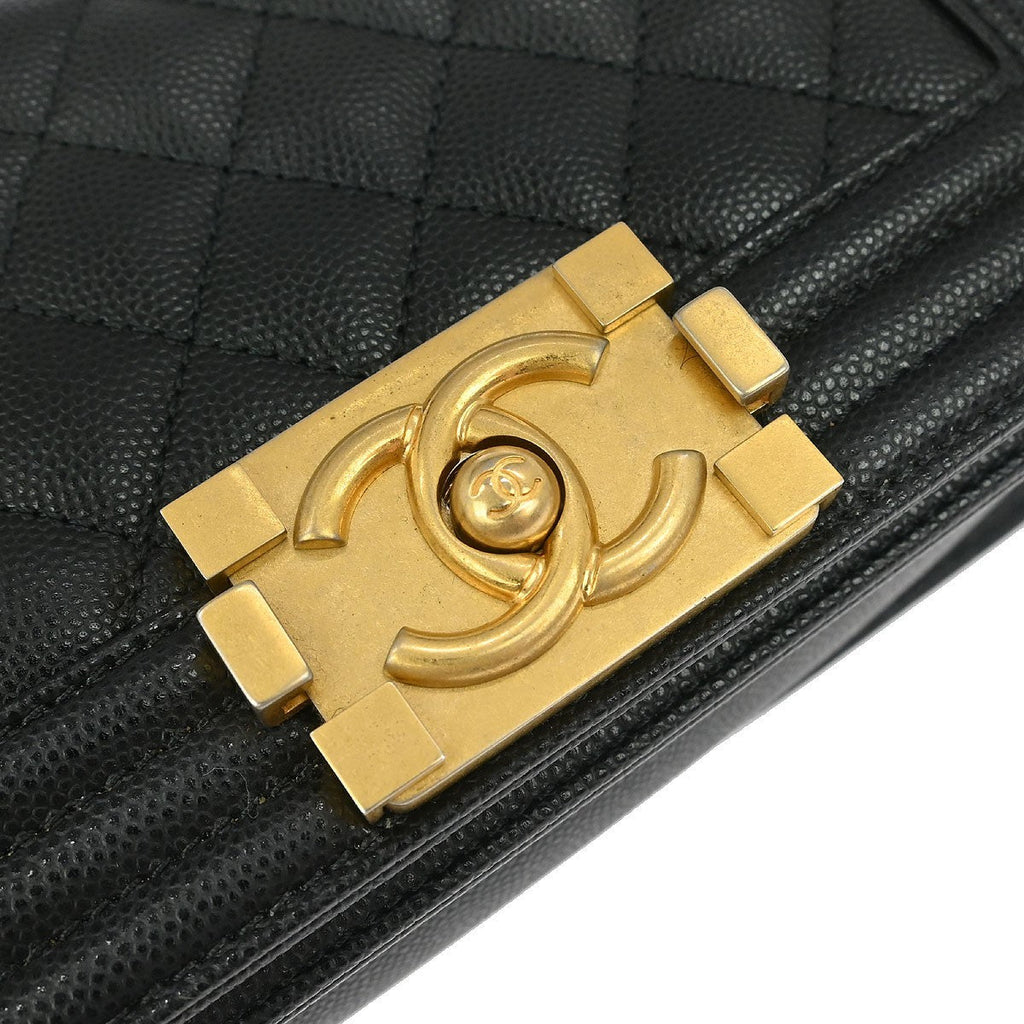 Chanel Boy Flap Bag Quilted Caviar Black Leather Shoulder Bag Bag