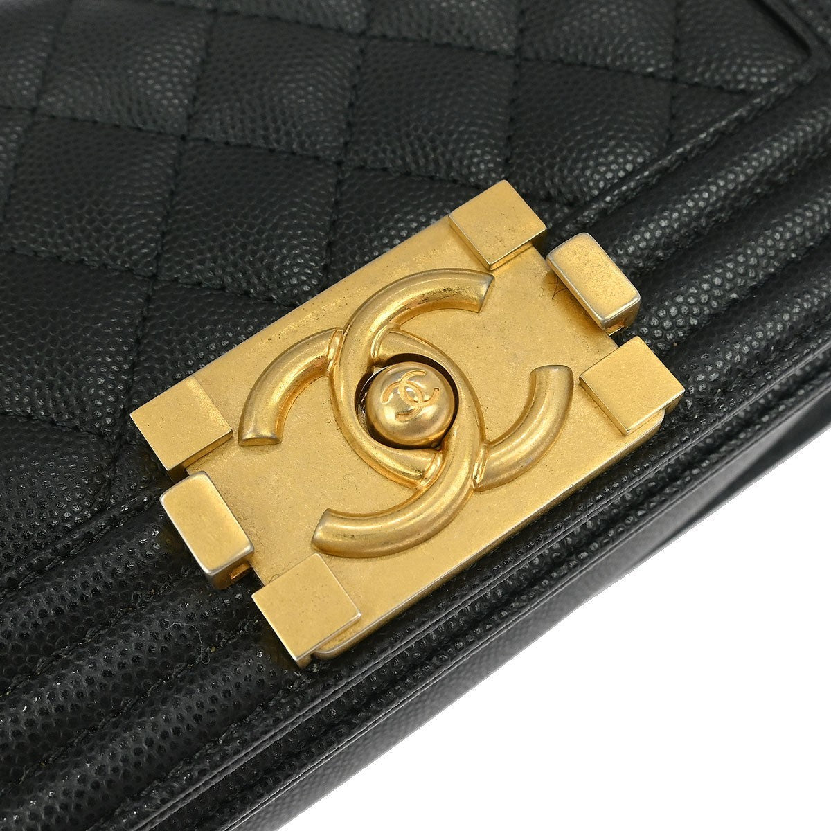 Chanel Boy Flap Bag Quilted Caviar Black Leather Shoulder Bag Bag