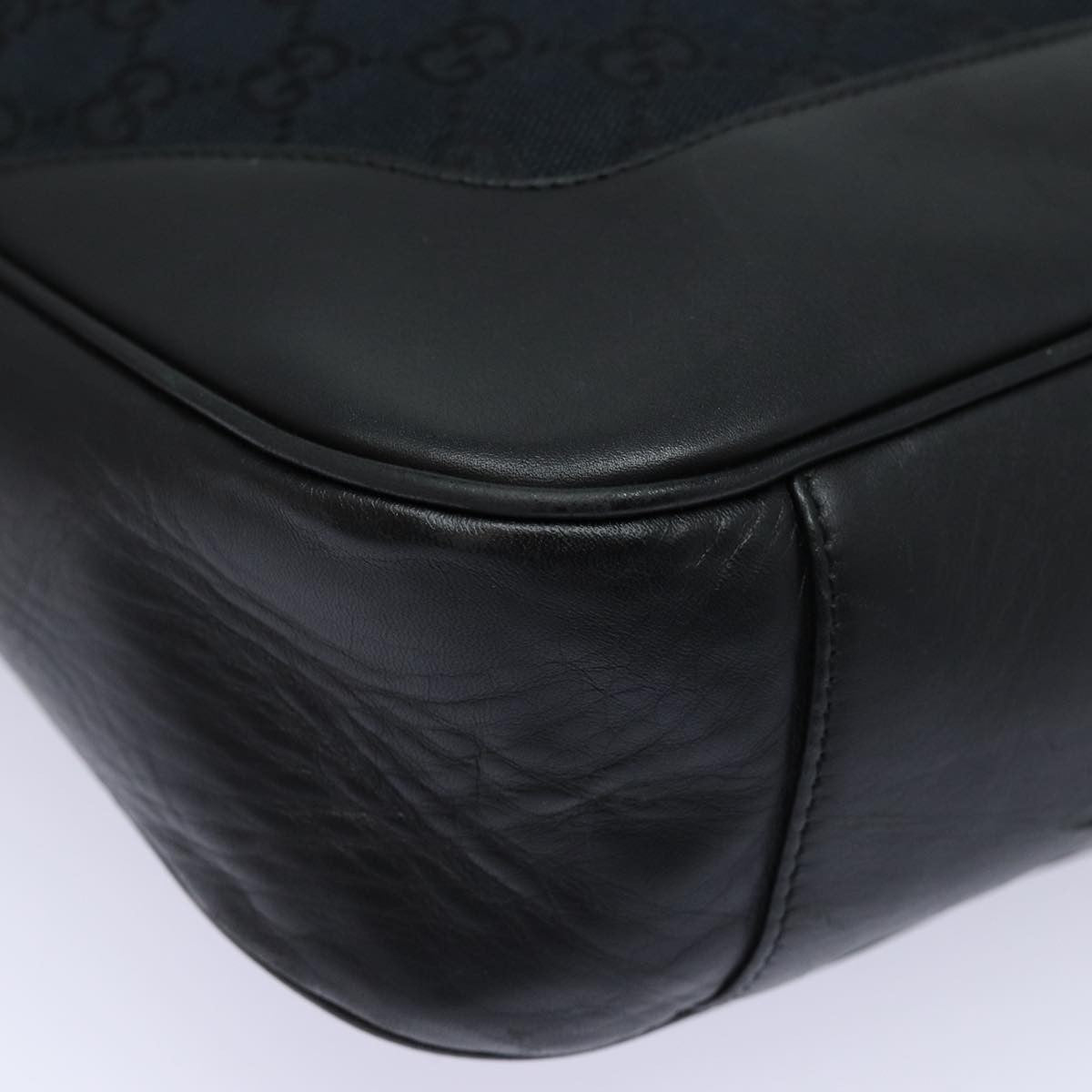 Gucci Bamboo Shoulder Bag Gg Canvas Black Canvas Shoulder Bag Bag (Pre-Owned)