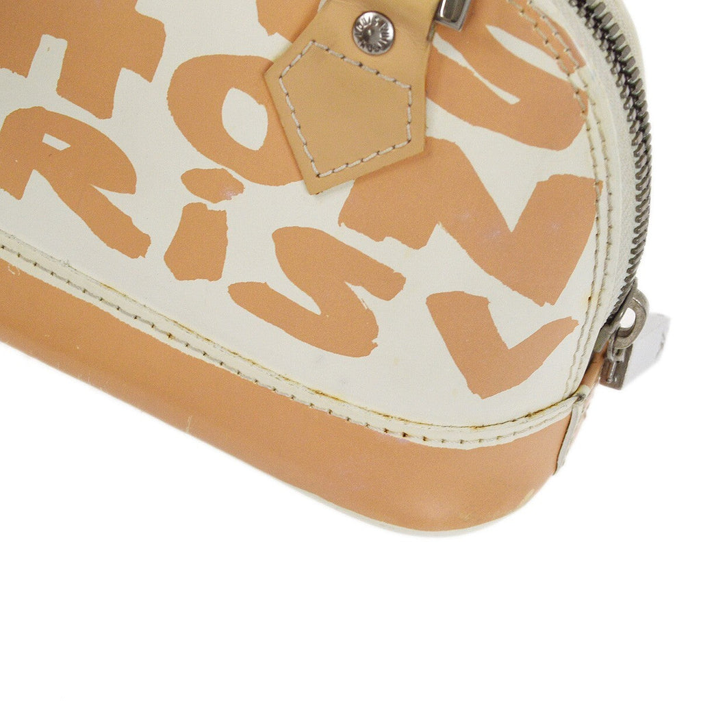 Louis Vuitton Alma Handbag Limited Edition Graffiti Leather Beige Leather Handbag