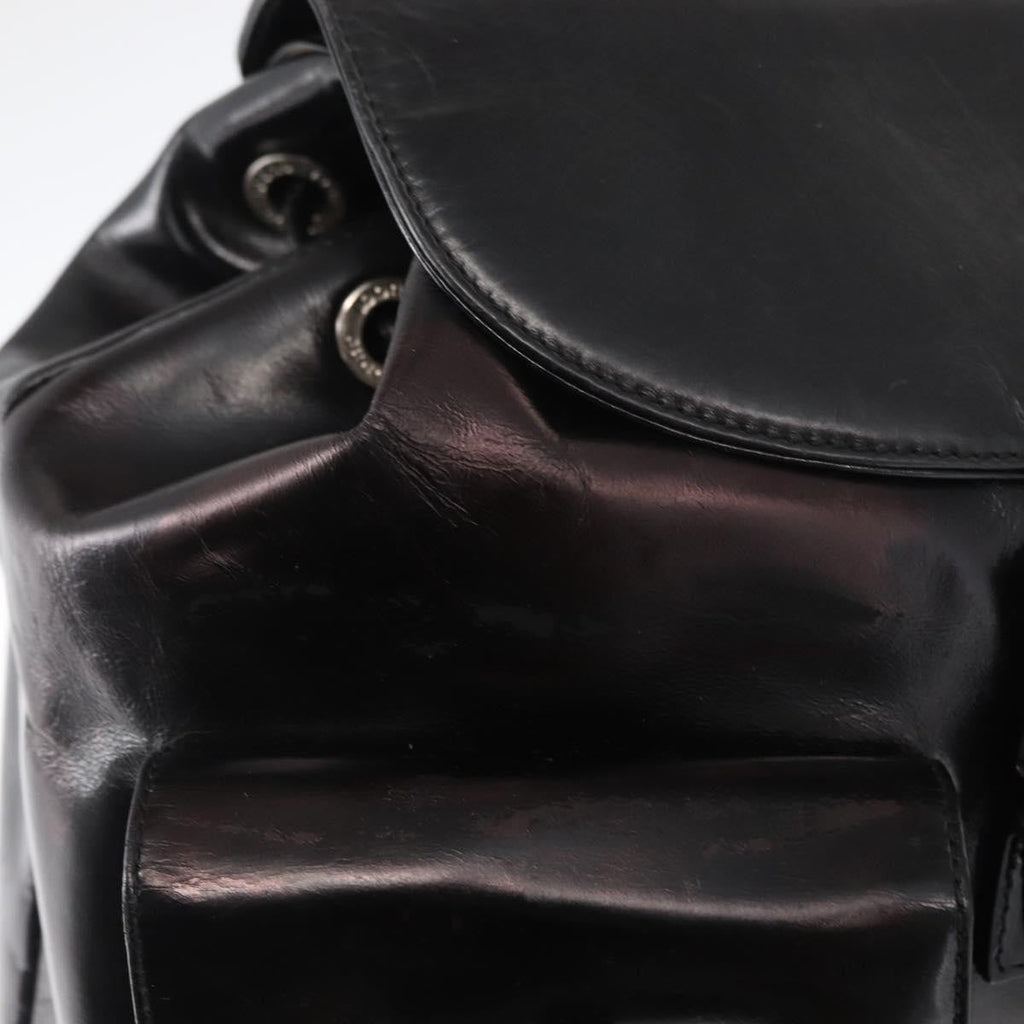 Gucci Vintage Bamboo Backpack Leather Black Leather Backpack Bag (Pre-Owned)