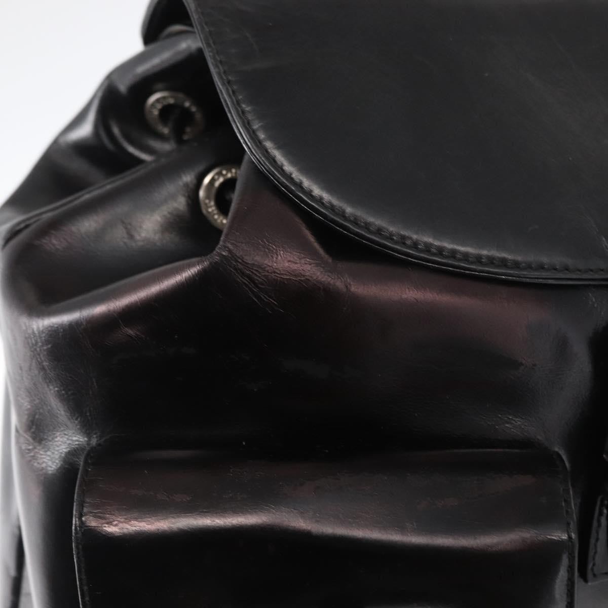 Gucci Vintage Bamboo Backpack Leather Black Leather Backpack Bag (Pre-Owned)