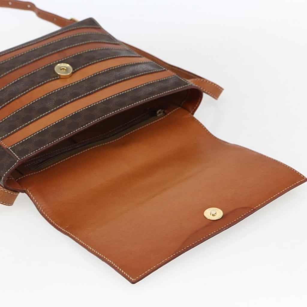 Celine Vintage Macadam Shoulder Bag Canvas And Leather Brown Canvas Shoulder Bag Bag