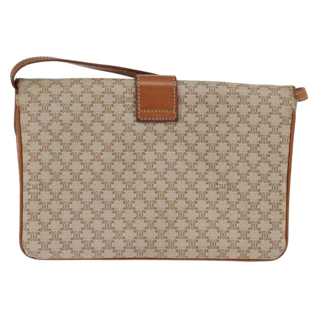 Celine Vintage Macadam Shoulder Bag Canvas And Leather Beige Canvas Shoulder Bag Bag
