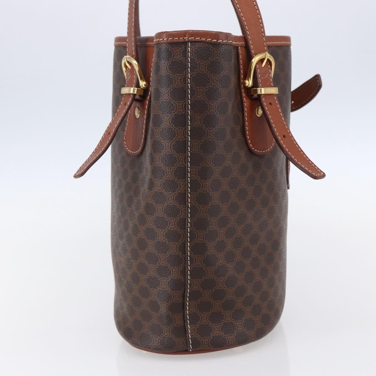 Celine Vintage Macadam Tote Bag Canvas Brown Canvas Tote Bag Bag