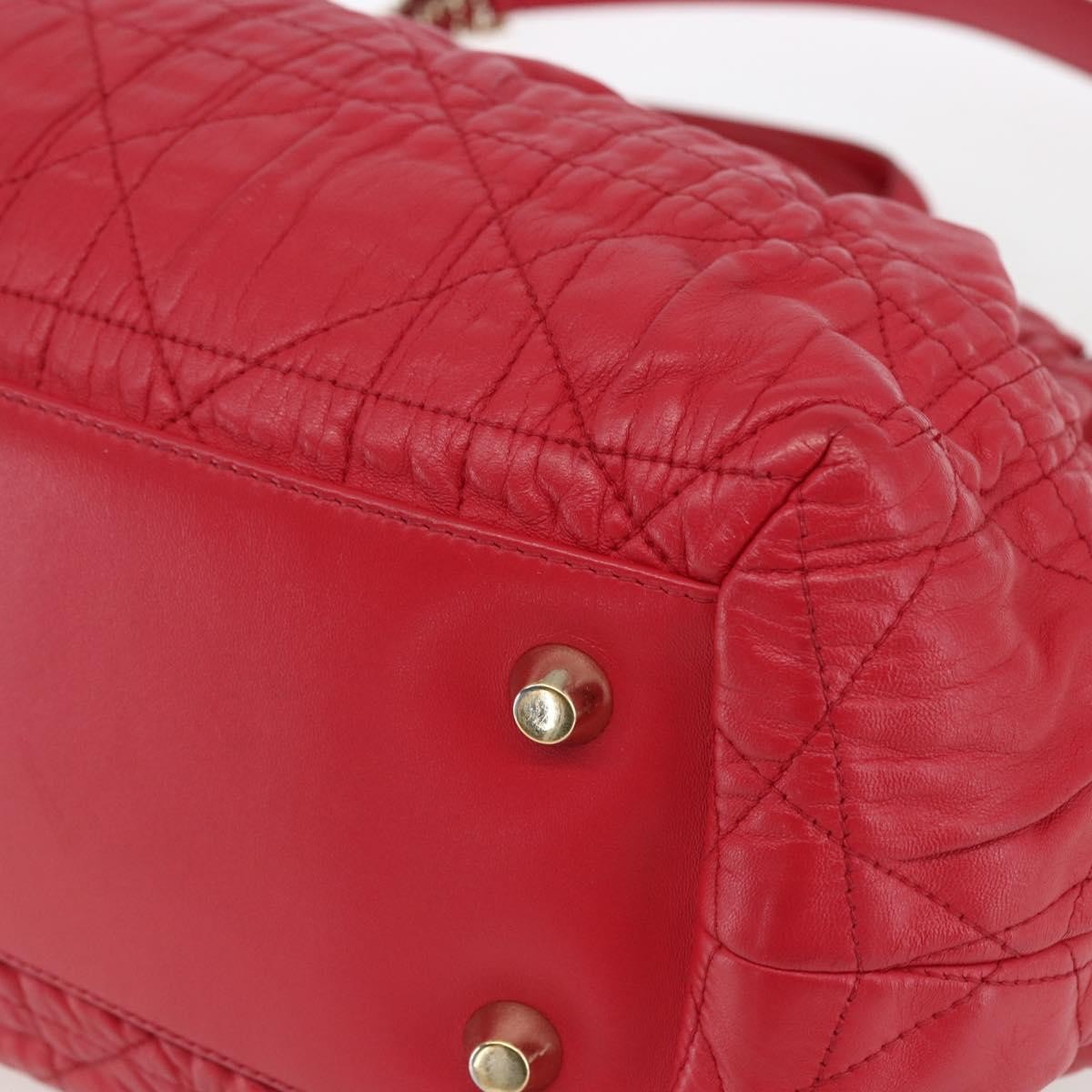Christian Dior Delices Tote Cannage Quilt Leather Red Leather Tote Bag Bag (Pre-Owned)