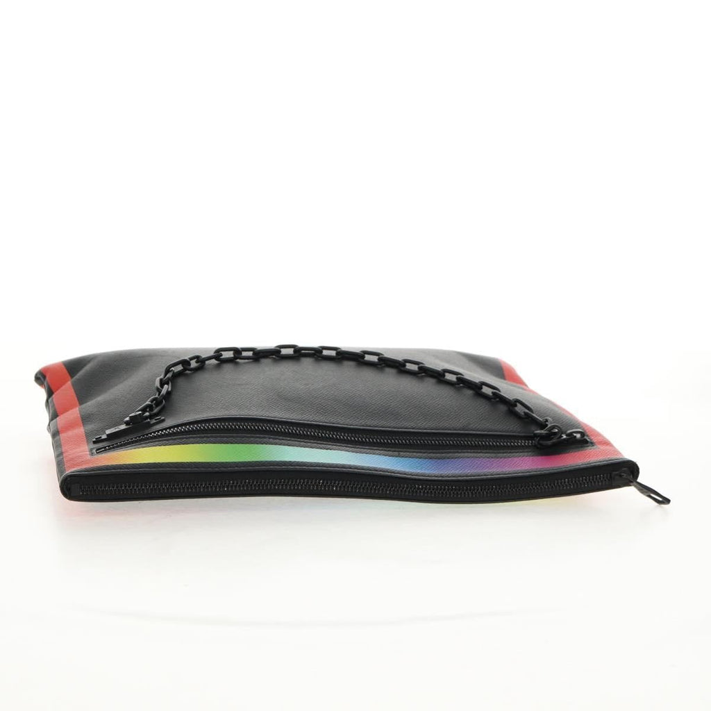 Louis Vuitton Pochette A4 Rainbow Taiga Leather Black Leather Clutche & Pouche Bag