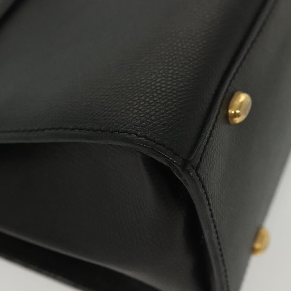 Celine Vintage Convertible Turnlock Top Handle Bag Leather Black Leather Bag