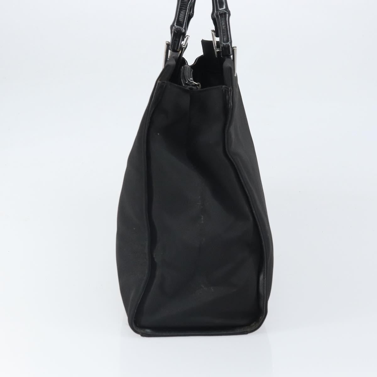 Gucci Bamboo Tote Bag Nylon Black Nylon Tote Bag Bag (Pre-Owned)