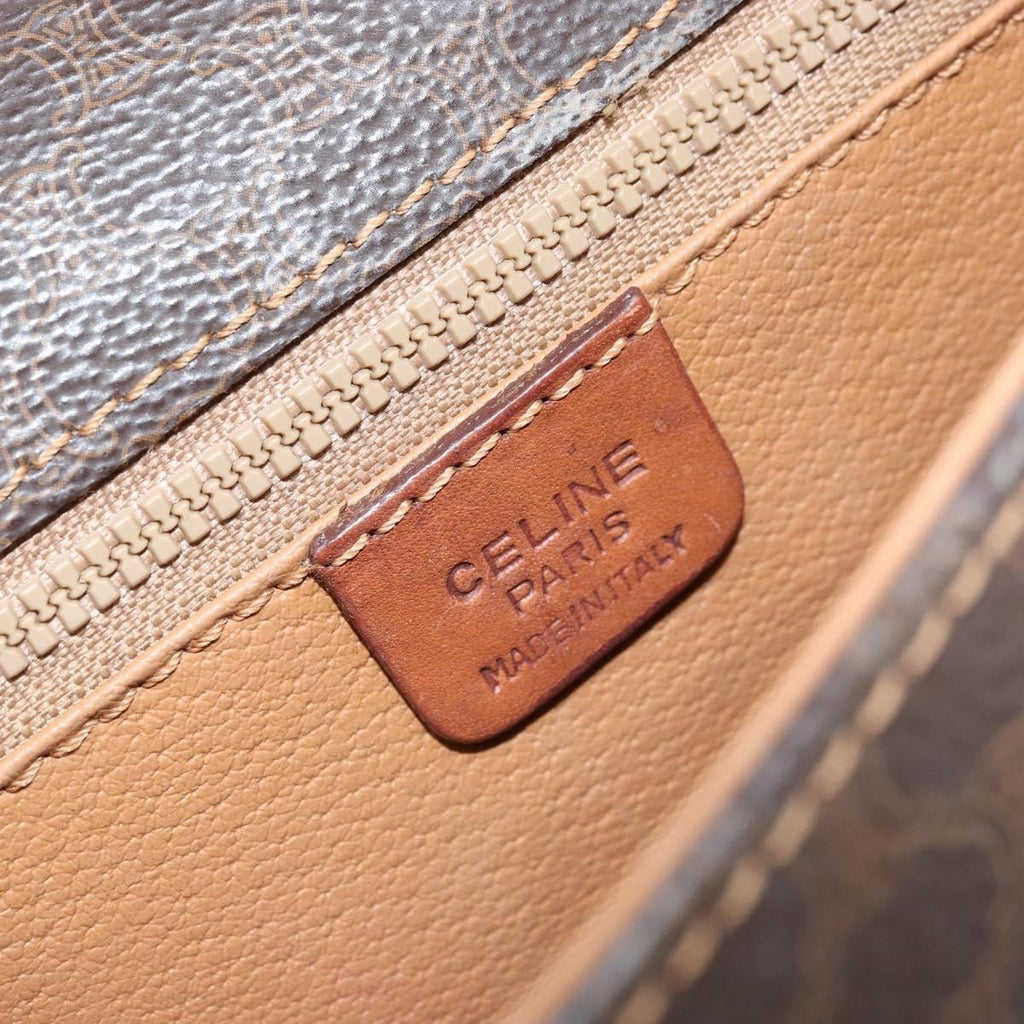 Celine Vintage Macadam Shoulder Bag Canvas And Leather Brown Canvas Shoulder Bag Bag