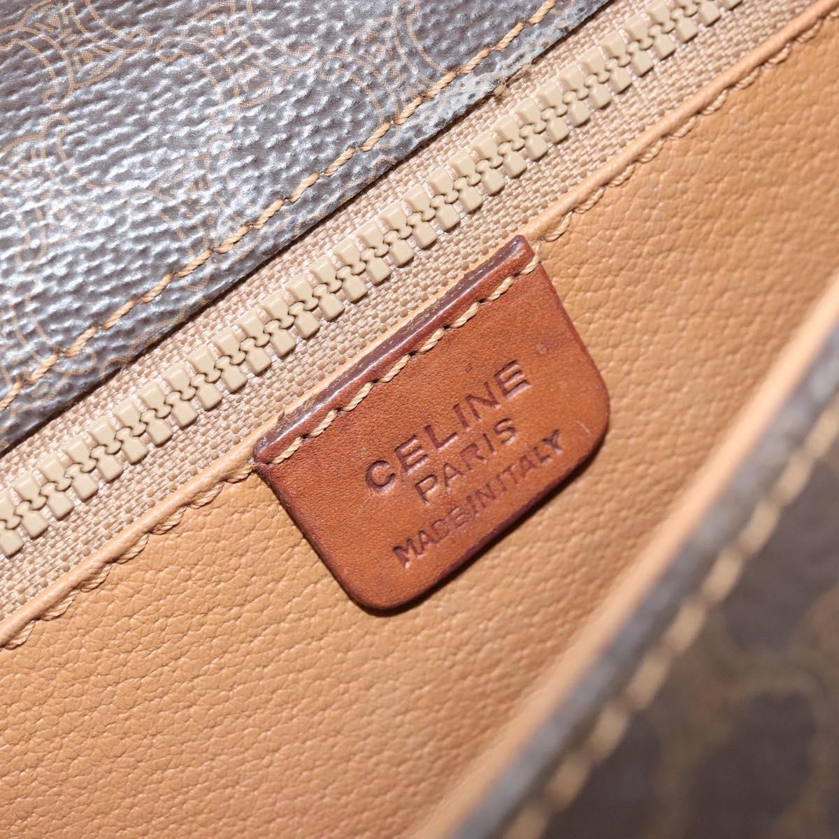 Celine Vintage Macadam Shoulder Bag Canvas And Leather Brown Canvas Shoulder Bag Bag