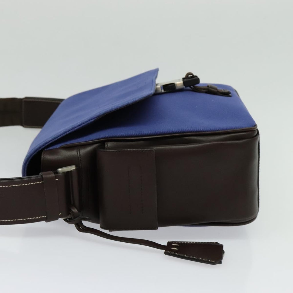 Prada Impunturato Buckle Flap Messenger Bag Canvas Blue Canvas Shoulder Bag Bag