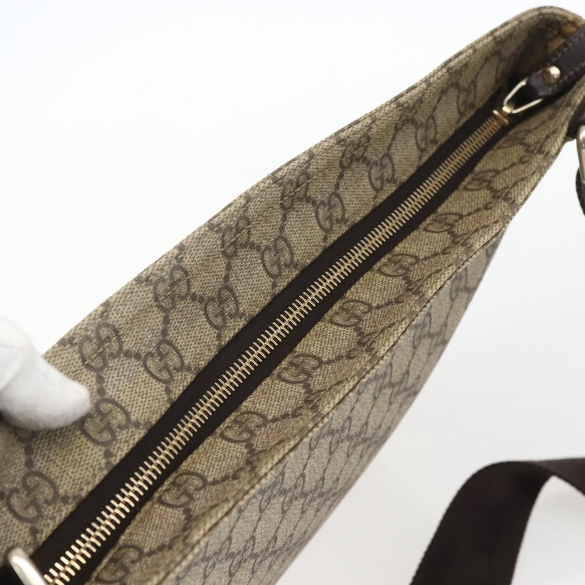 Gucci Zip Top Messenger Bag Gg Coated Canvas Beige Canvas Shoulder Bag Bag (Pre-Owned)