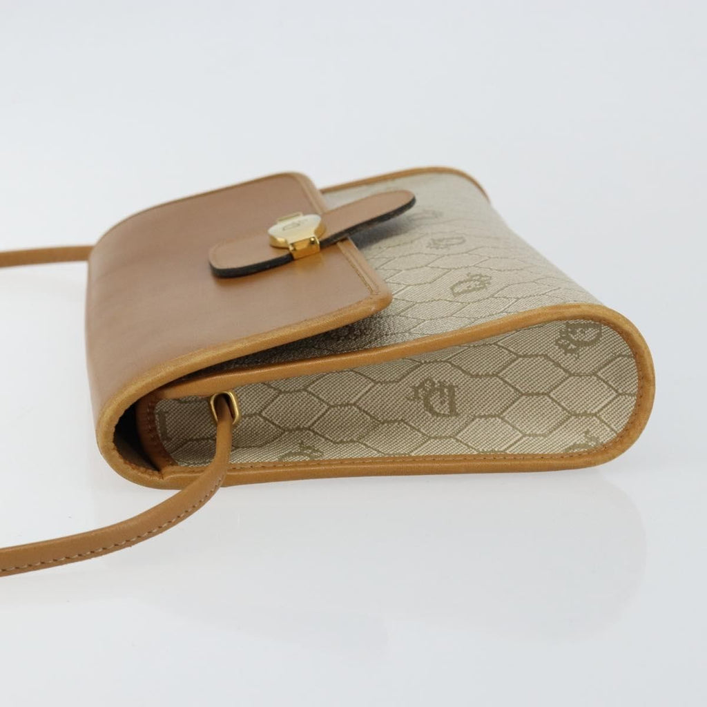 Christian Dior Vintage Honeycomb Flap Crossbody Bag Canvas And Leather Beige Canvas Shoulder Bag Bag (Pre-Owned)