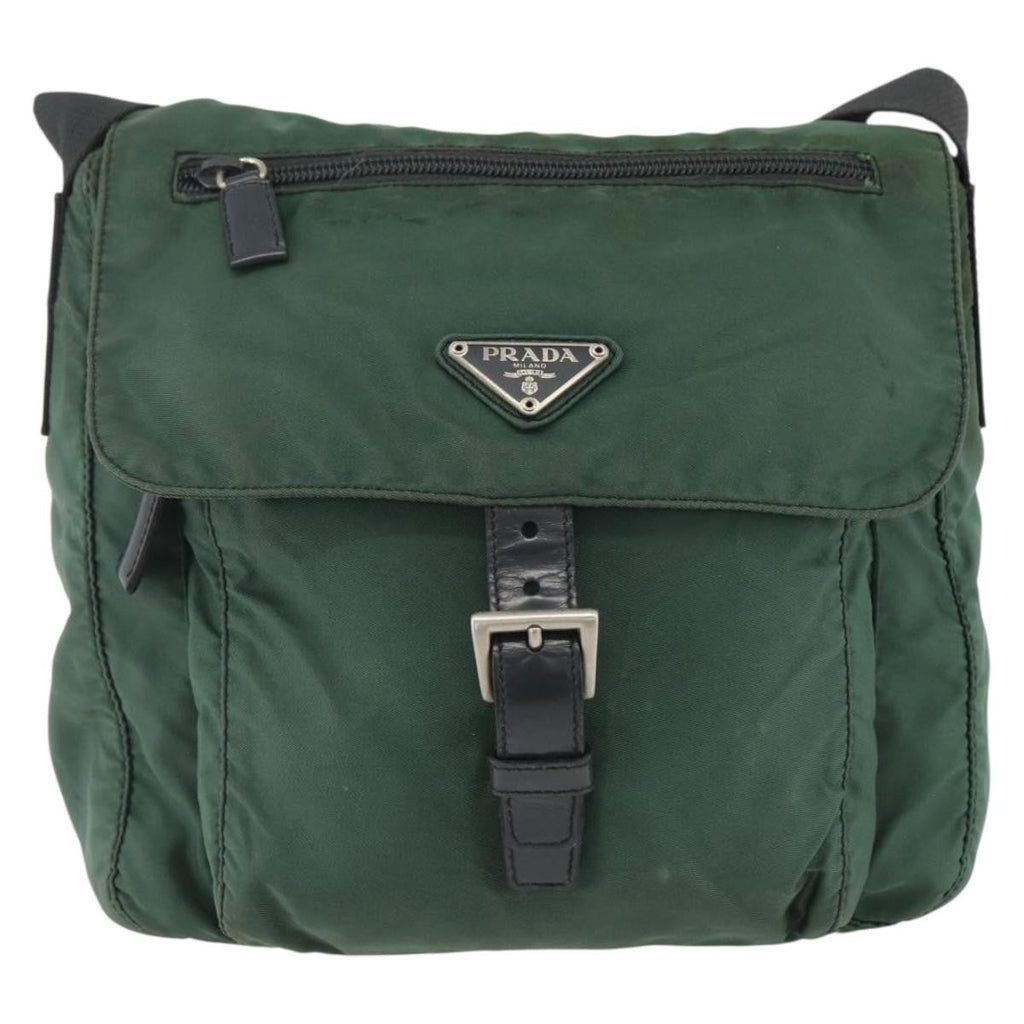 Prada Buckle Messenger Bag Tessuto Green Nylon Shoulder Bag Bag