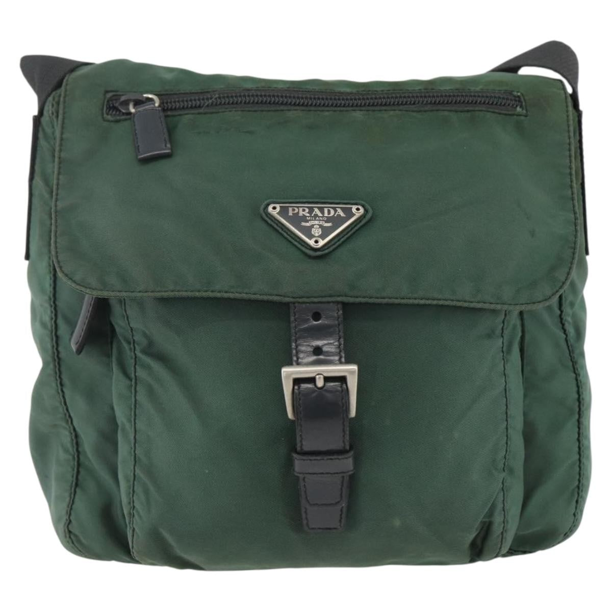 Prada Buckle Messenger Bag Tessuto Green Nylon Shoulder Bag Bag