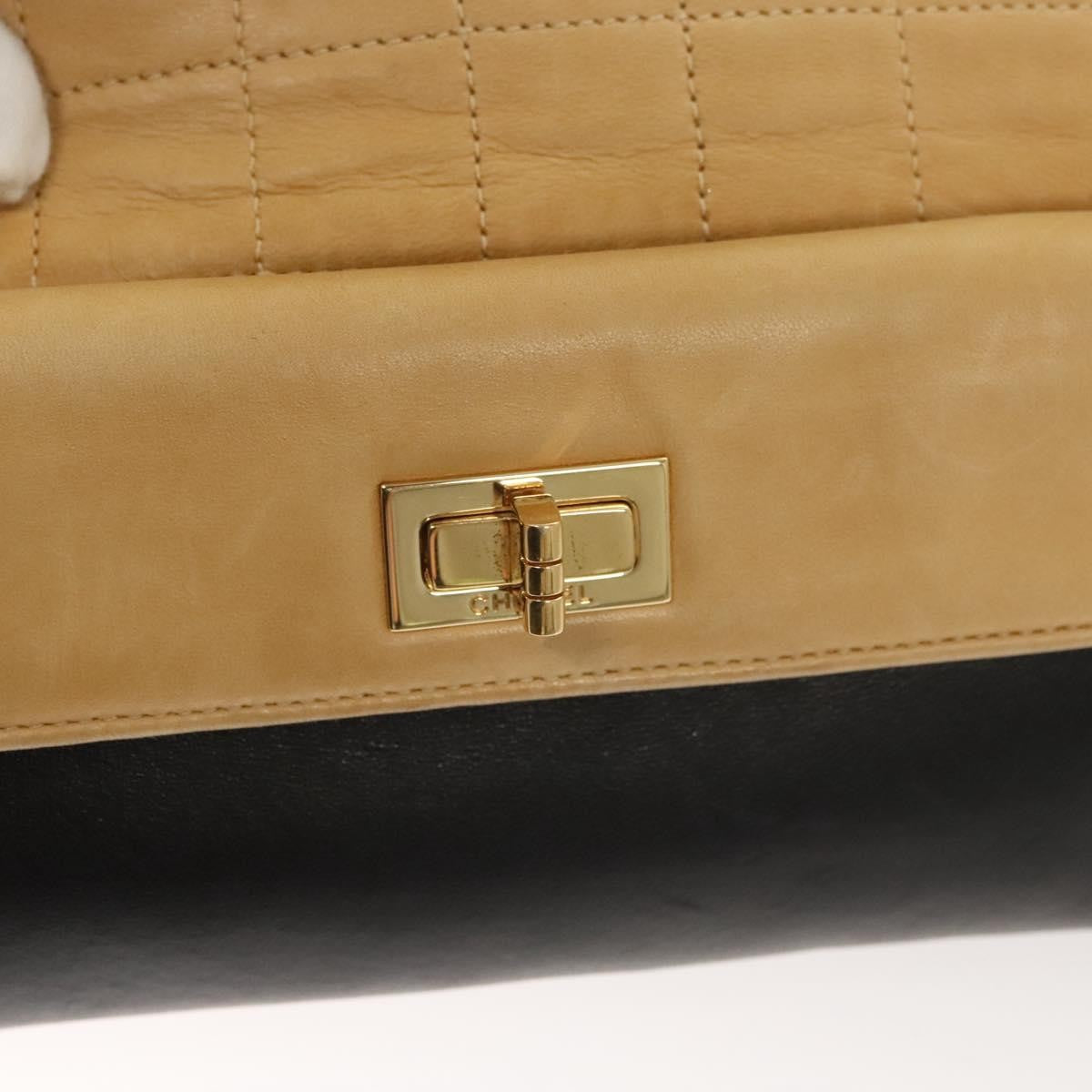 Chanel Chocolate Bar Cc Handbag Quilted Lambskin Beige Leather Handbag
