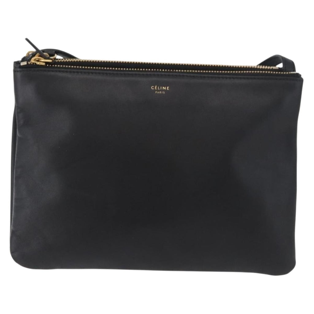 Celine Trio Crossbody Bag Leather Black Leather Shoulder Bag Bag