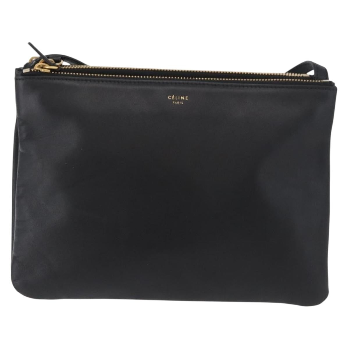 Celine Trio Crossbody Bag Leather Black Leather Shoulder Bag Bag