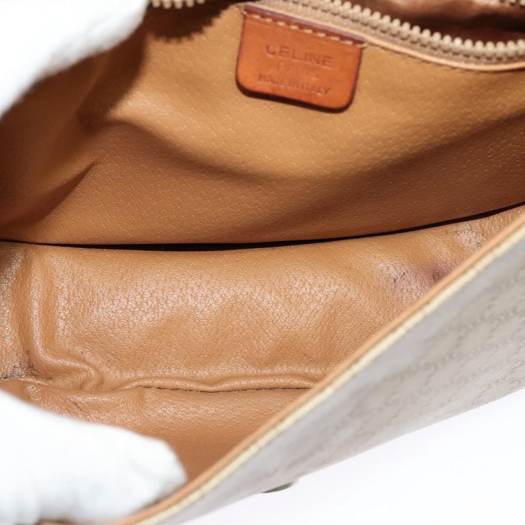 Celine Vintage Macadam Shoulder Bag Canvas And Leather Beige Canvas Shoulder Bag Bag