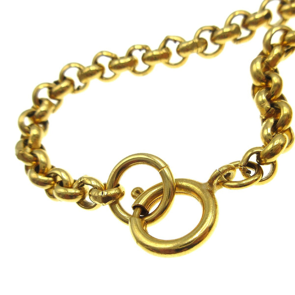 Chanel Cc Heart Pendant Necklace Metal Gold Gold_Plated Necklace Jewelry