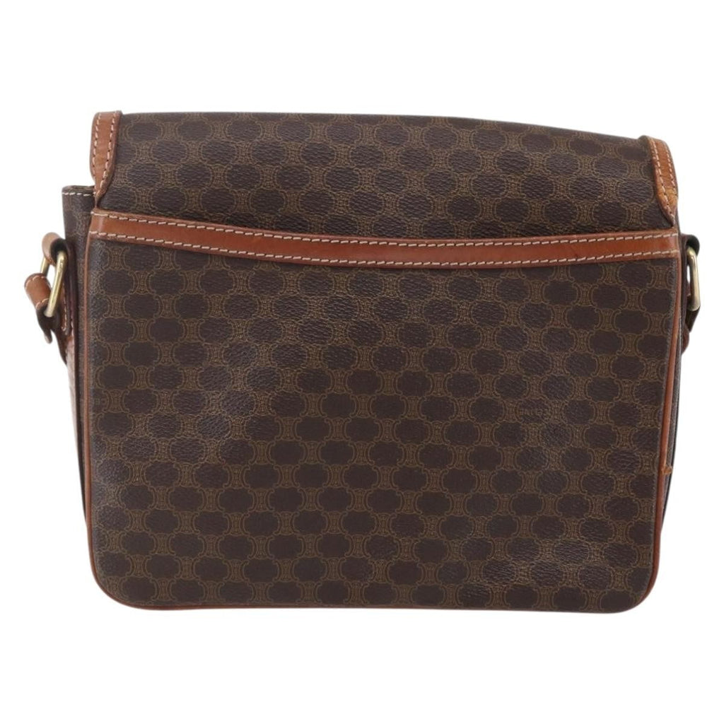 Celine Vintage Macadam Shoulder Bag Canvas And Leather Brown Canvas Shoulder Bag Bag