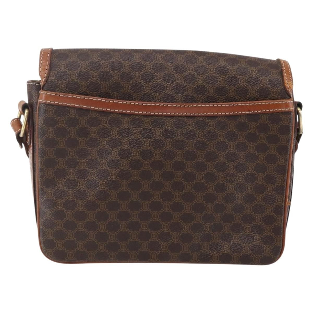 Celine Vintage Macadam Shoulder Bag Canvas And Leather Brown Canvas Shoulder Bag Bag
