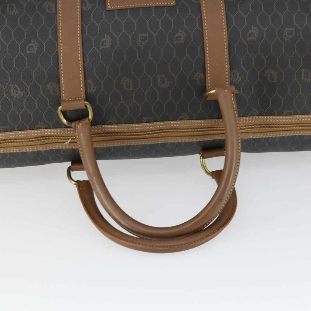 Christian Dior Vintage Honeycomb Boston Bag Canvas And Leather Black Canvas Travel Bag Bag (Pre-Owned)
