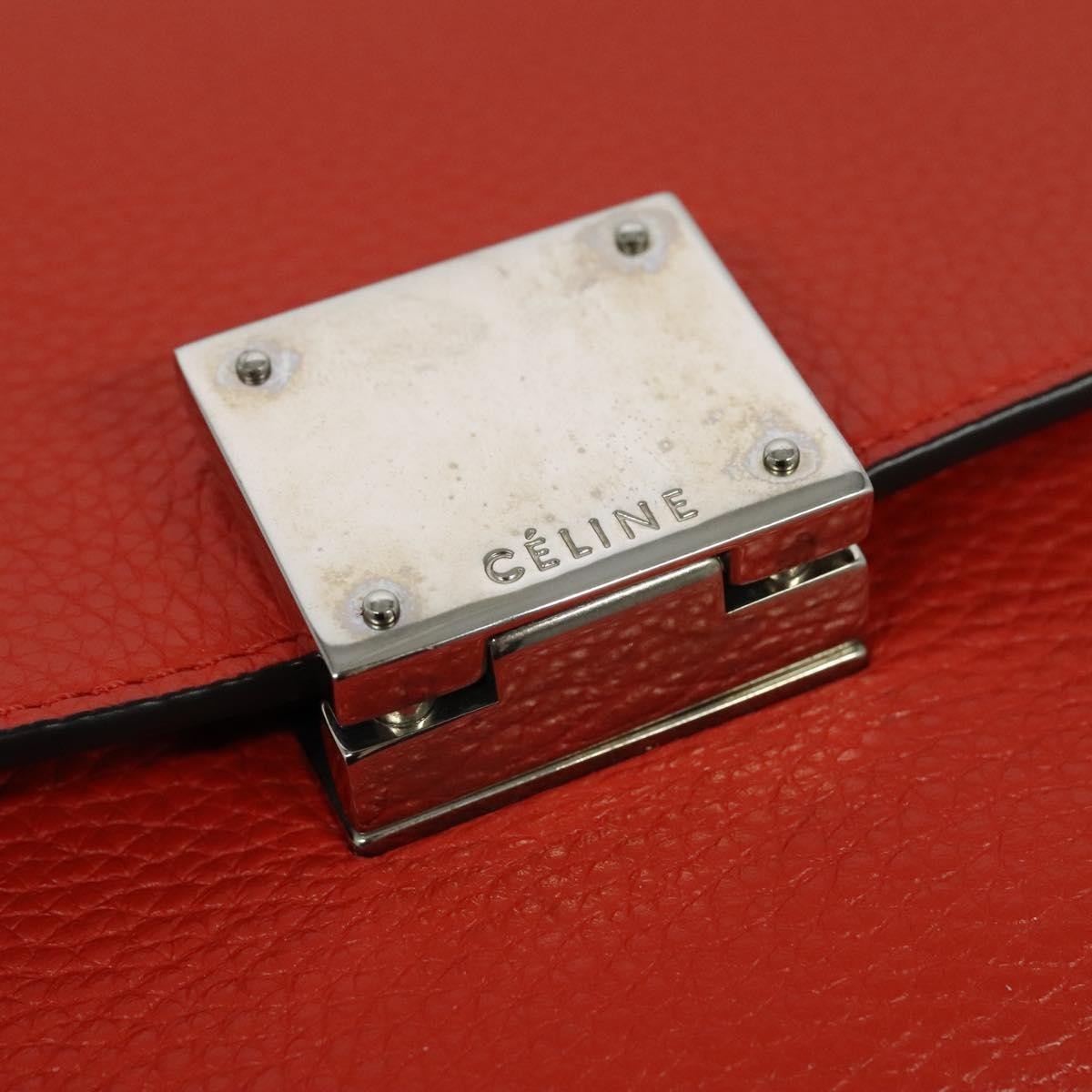 Celine Trapeze Bag Leather With Suede Red Leather Handbag