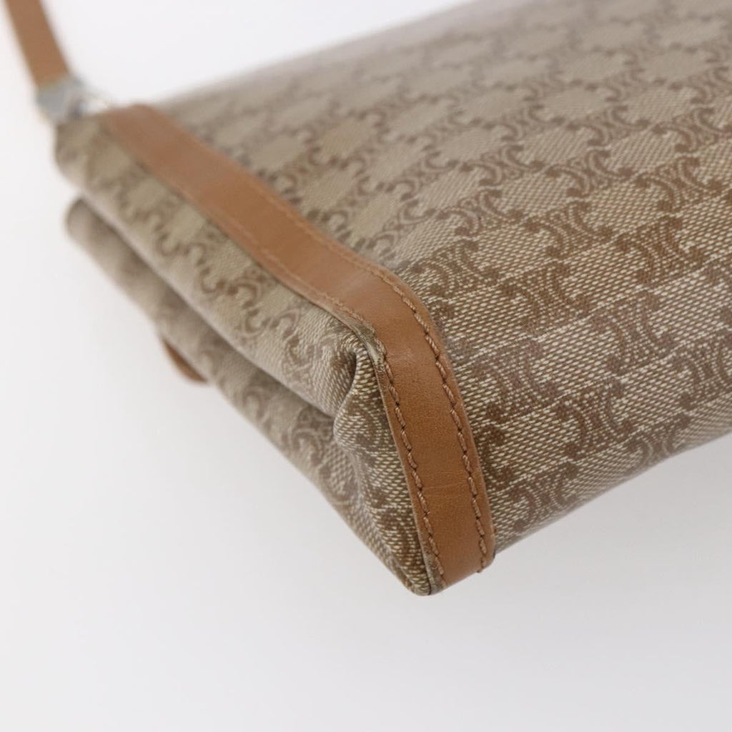 Celine Vintage Macadam Shoulder Bag Canvas And Leather Beige Canvas Shoulder Bag Bag