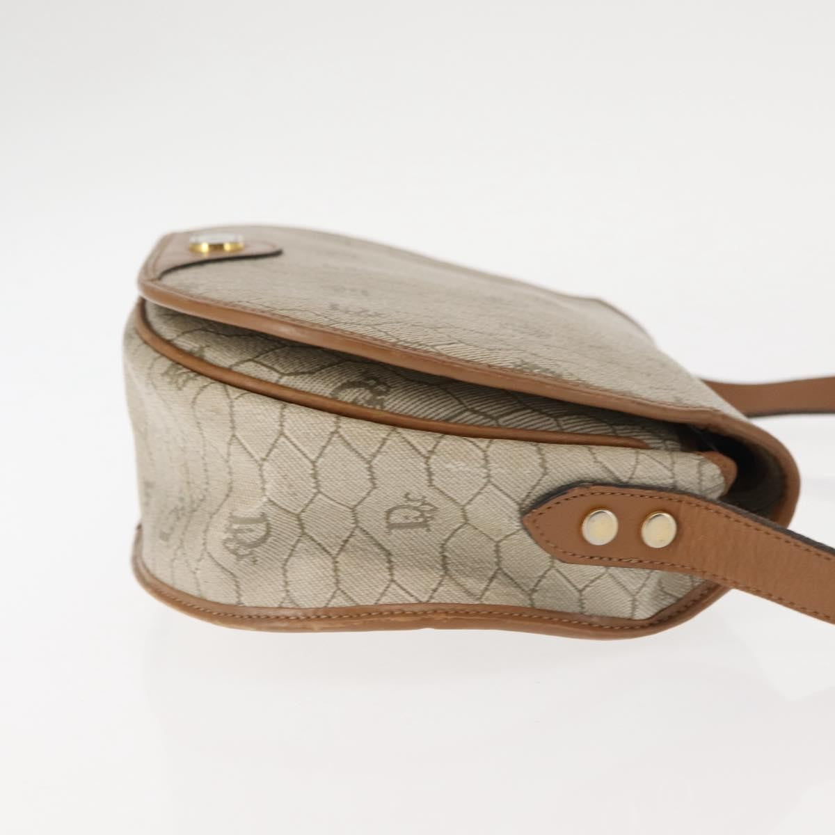 Christian Dior Vintage Honeycomb Flap Crossbody Bag Coated Canvas Beige Canvas Bag (Pre-Owned)