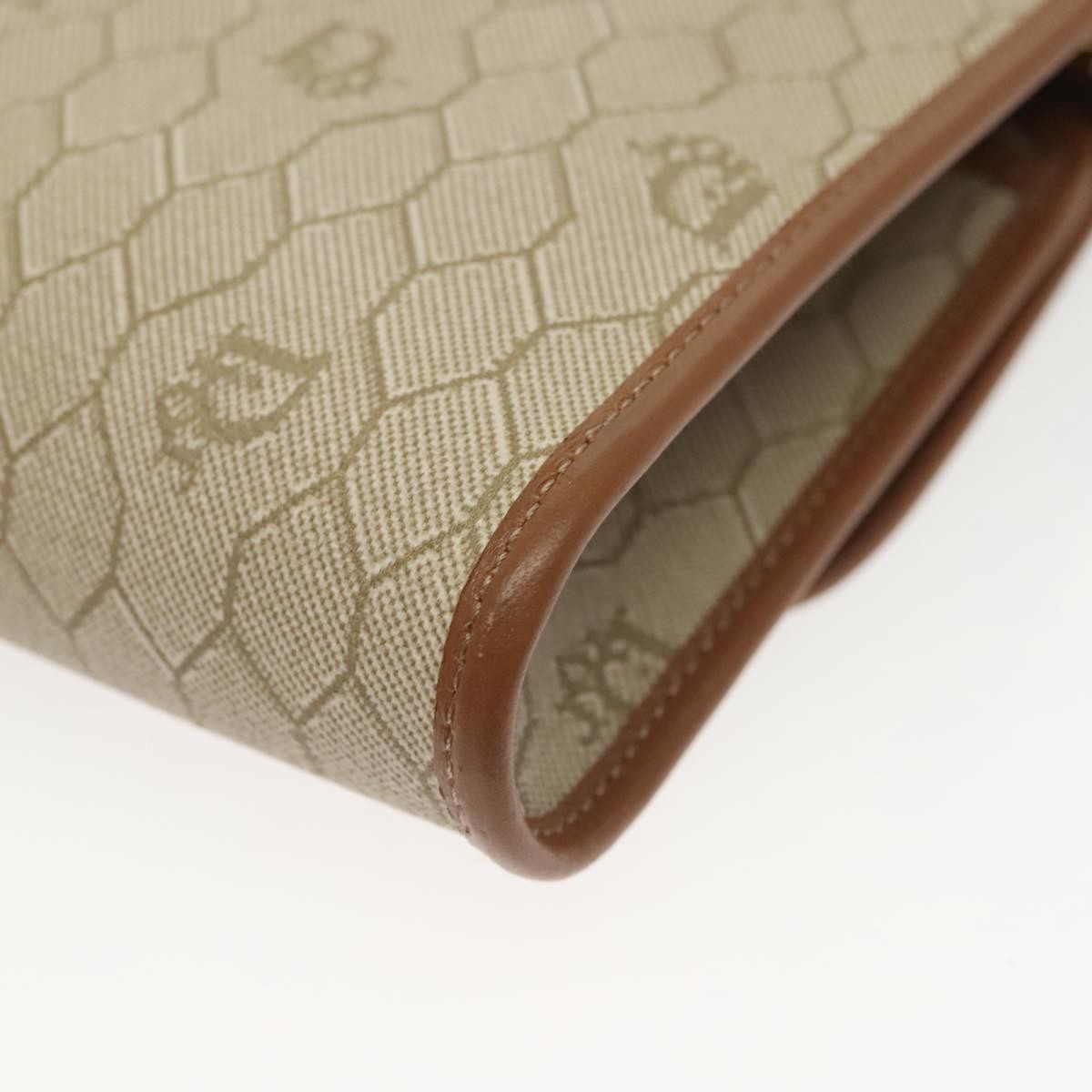 Christian Dior Vintage Honeycomb Chain Canvas Beige Canvas Bag (Pre-Owned)