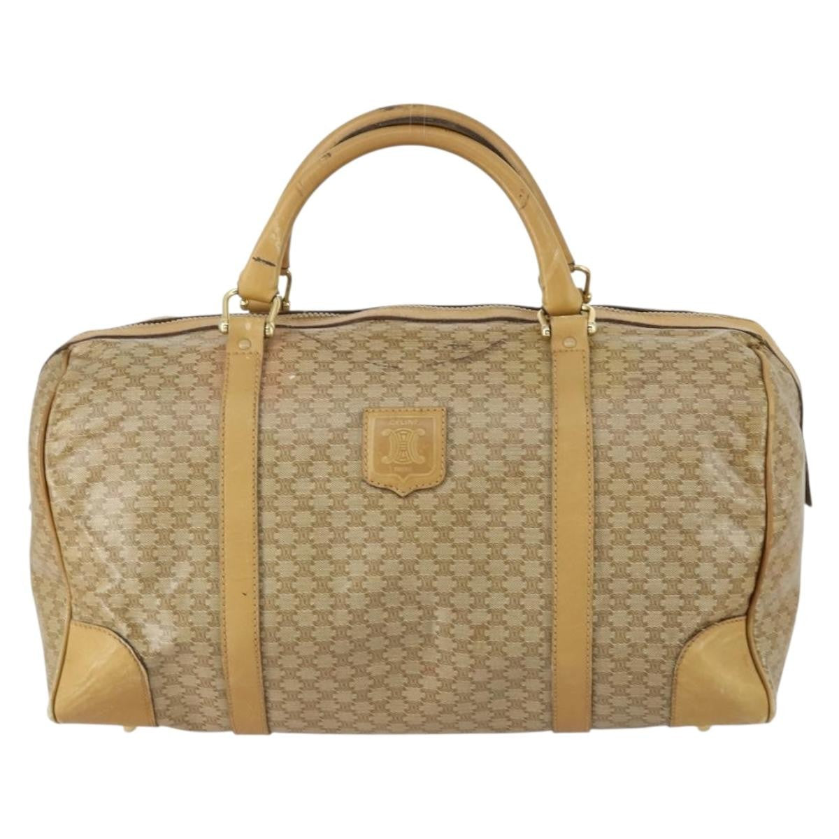 Celine Travel Duffle Bag Triomphe Coated Canvas Beige Canvas Travel Bag Bag
