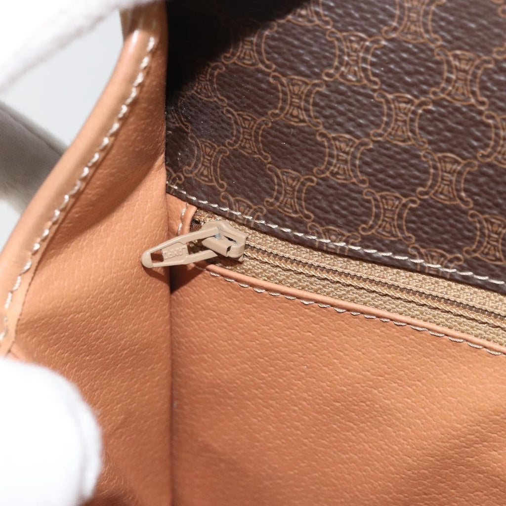 Celine Vintage Macadam Circle Logo Shoulder Bag Canvas And Leather Brown Pvc Shoulder Bag Bag