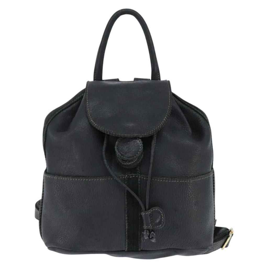 Fendi Logo Flap Drawstring Backpack Leather Black Leather Backpack Bag