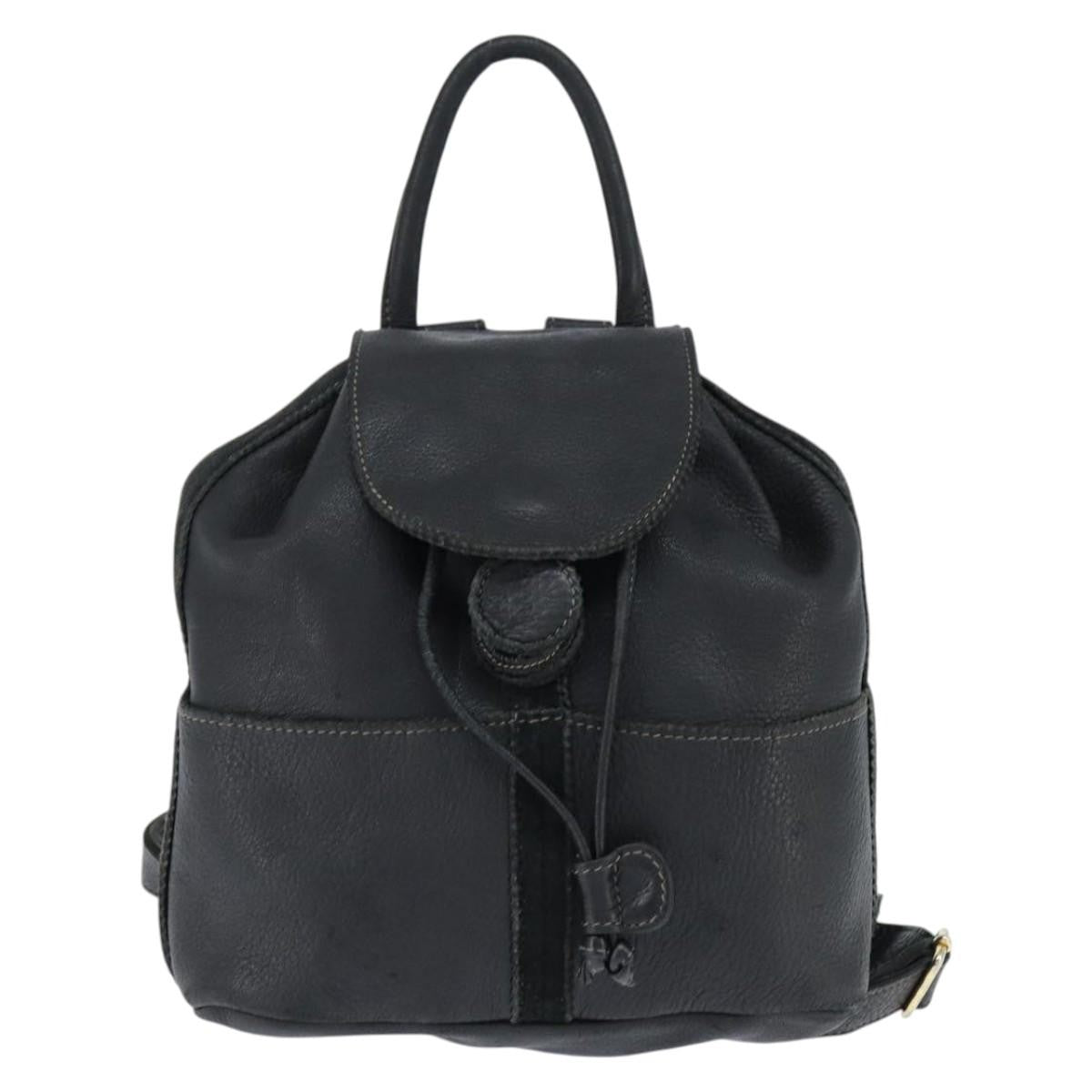 Fendi Logo Flap Drawstring Backpack Leather Black Leather Backpack Bag