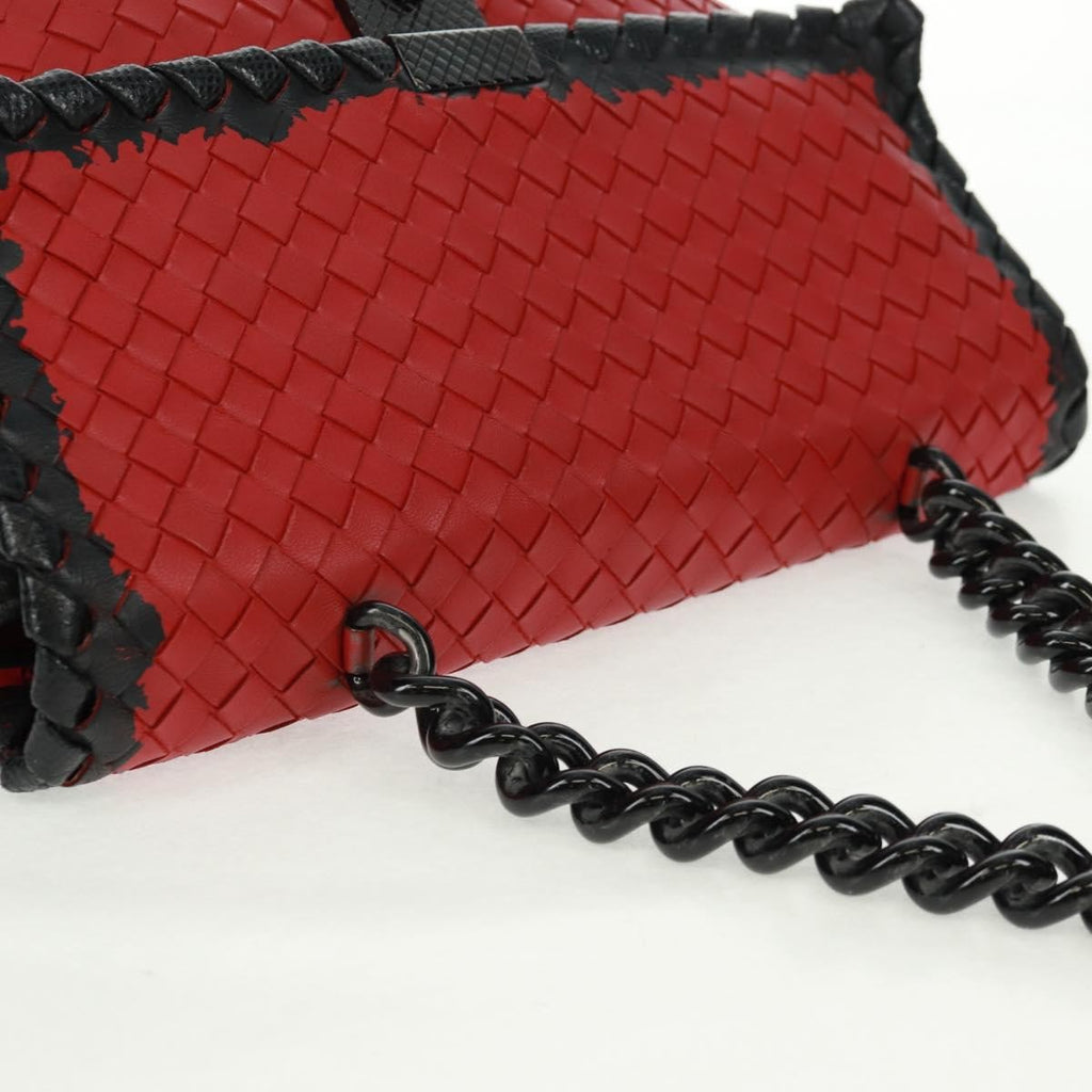 Bottega Veneta Glass Shoulder Bag Intrecciato Nappa With Snakeskin Red Leather Shoulder Bag Bag