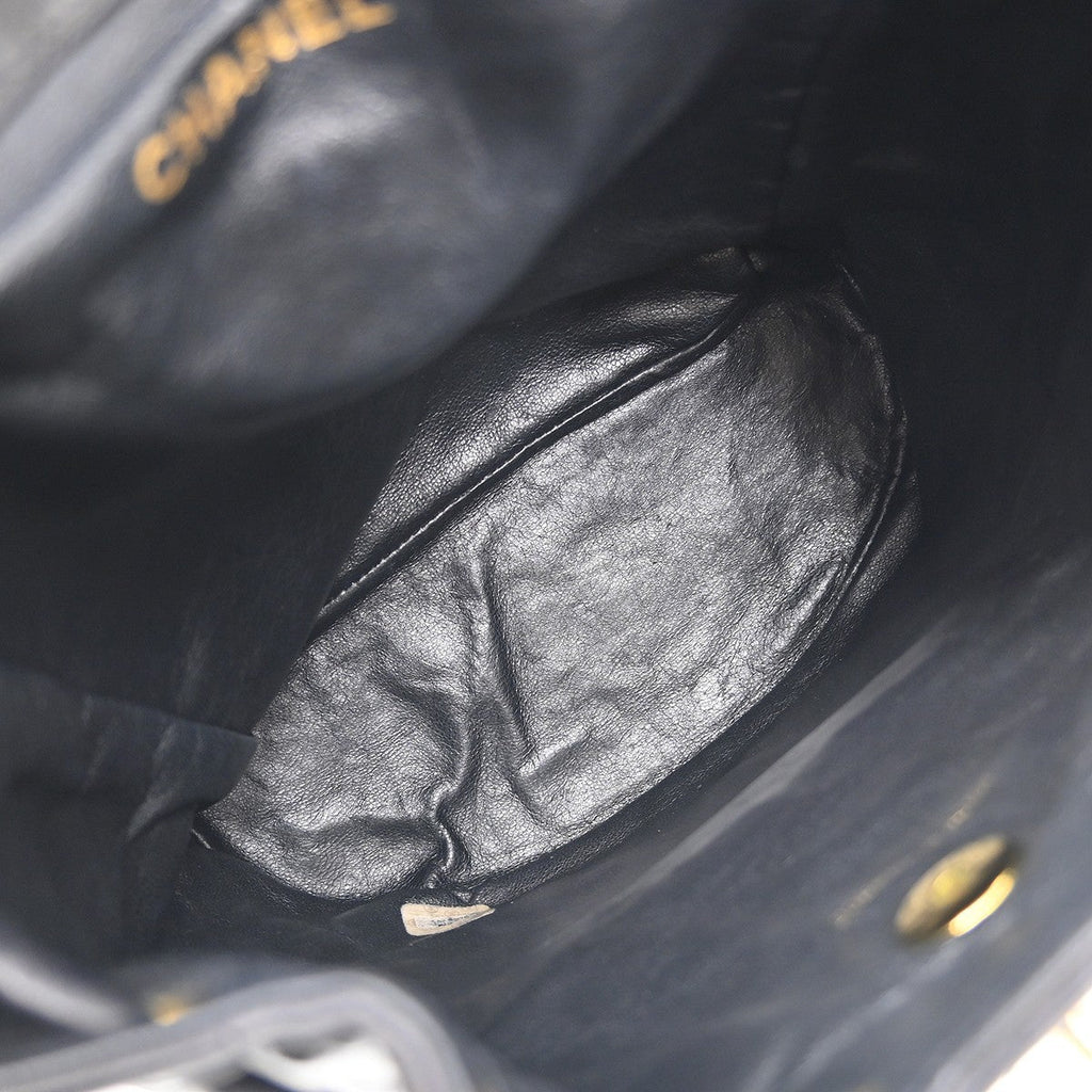Chanel Duma Drawstring Backpack Quilted Leather Black Leather Backpack Bag