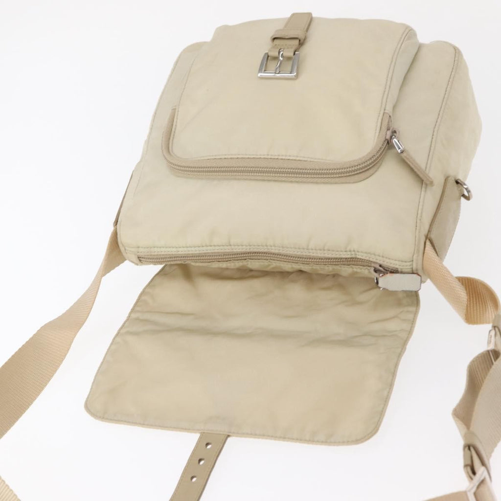 Prada Buckle Messenger Bag Tessuto Beige Nylon Shoulder Bag Bag