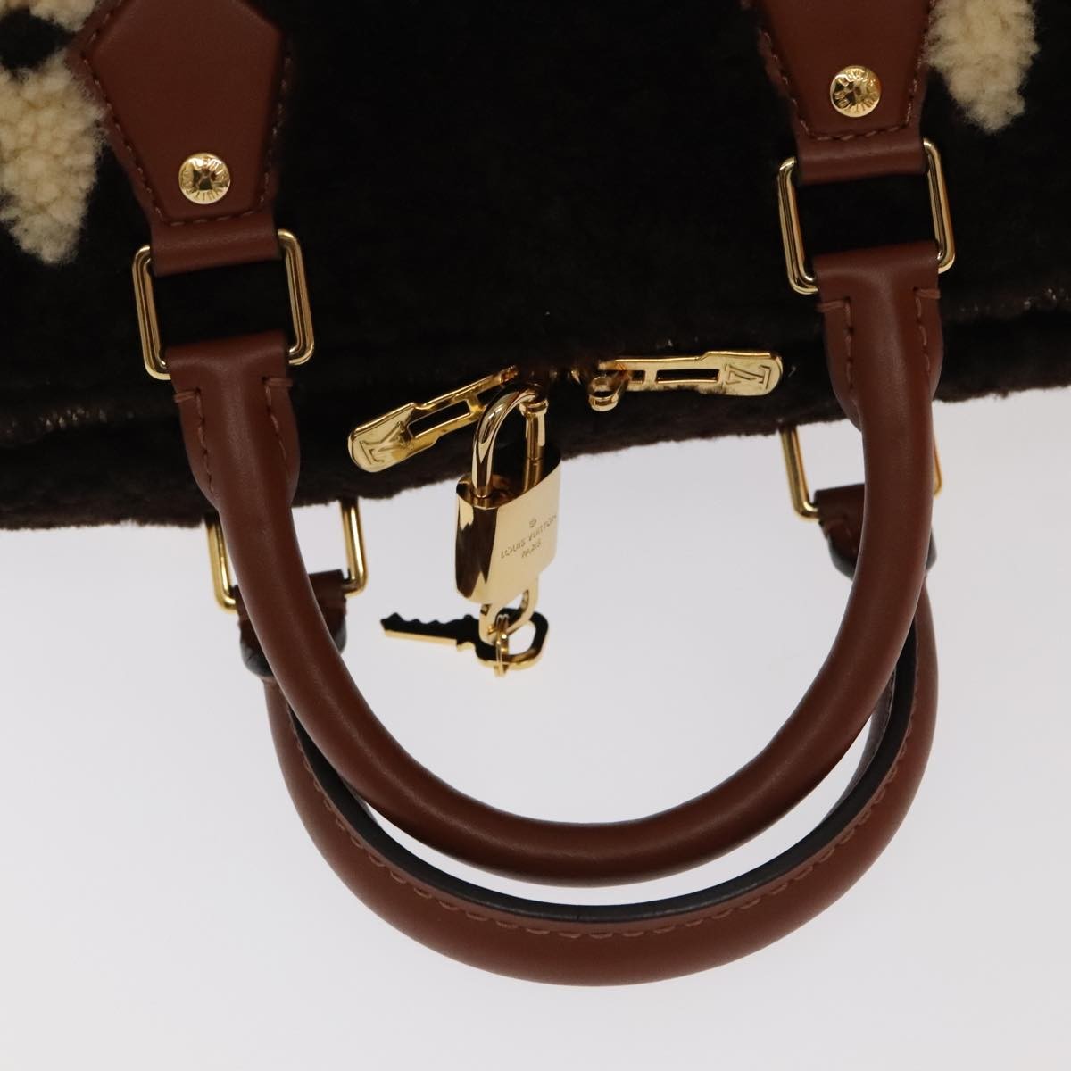 Louis Vuitton Speedy Bandouliere Bag Monogram Giant Teddy Fleece Brown Fur Shoulder Bag