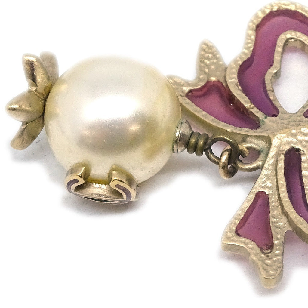 Chanel Cc Bow Necklace Gold-Plated With Artificial Pearl Gold Gold_Plated Necklace Jewelry