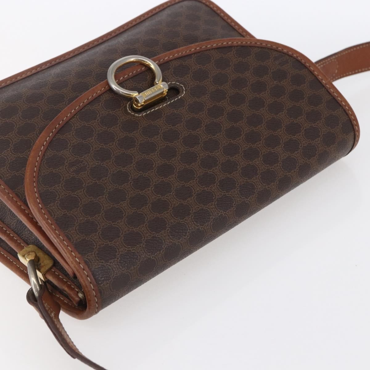 Celine Flap Shoulder Bag Canvas Brown Canvas Shoulder Bag Bag