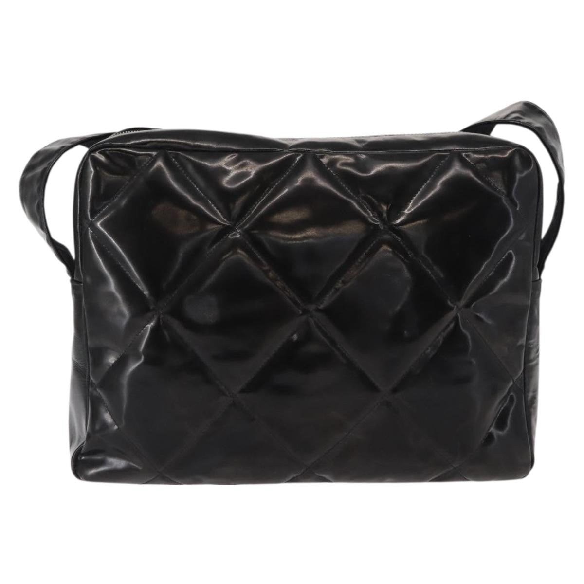 Chanel Vintage Shoulder Bag Enamel Black Patent_Leather Shoulder Bag Bag