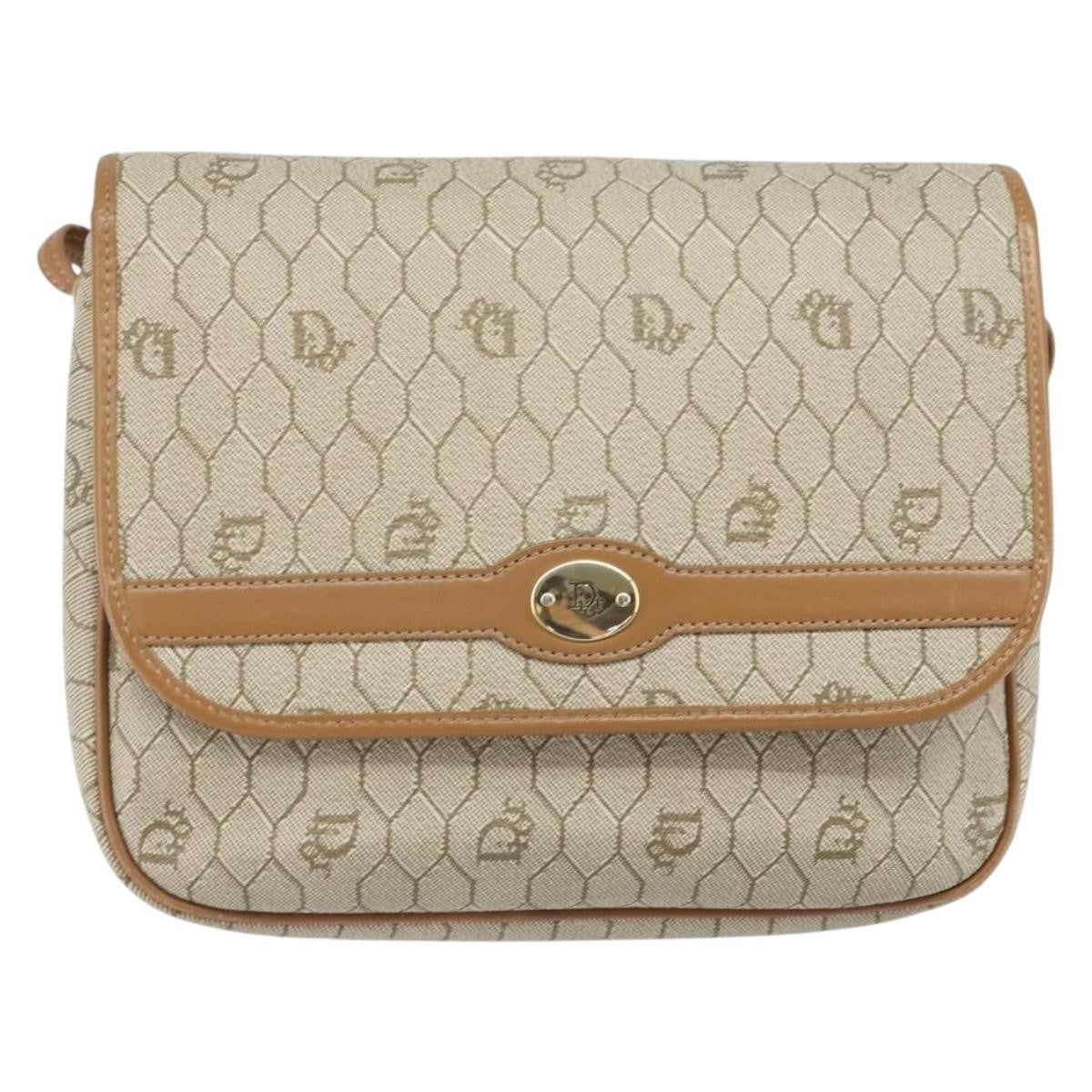Christian Dior Vintage Honeycomb Shoulder Bag Canvas Beige Pvc,Canvas Shoulder Bag Bag (Pre-Owned)