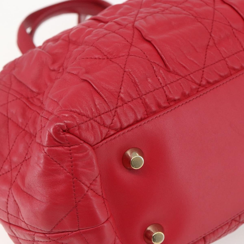 Christian Dior Delices Tote Cannage Quilt Leather Red Leather Tote Bag Bag (Pre-Owned)