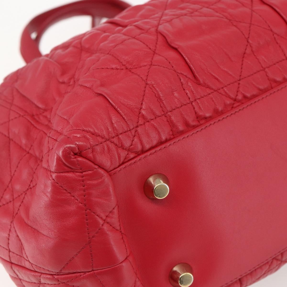 Christian Dior Delices Tote Cannage Quilt Leather Red Leather Tote Bag Bag (Pre-Owned)