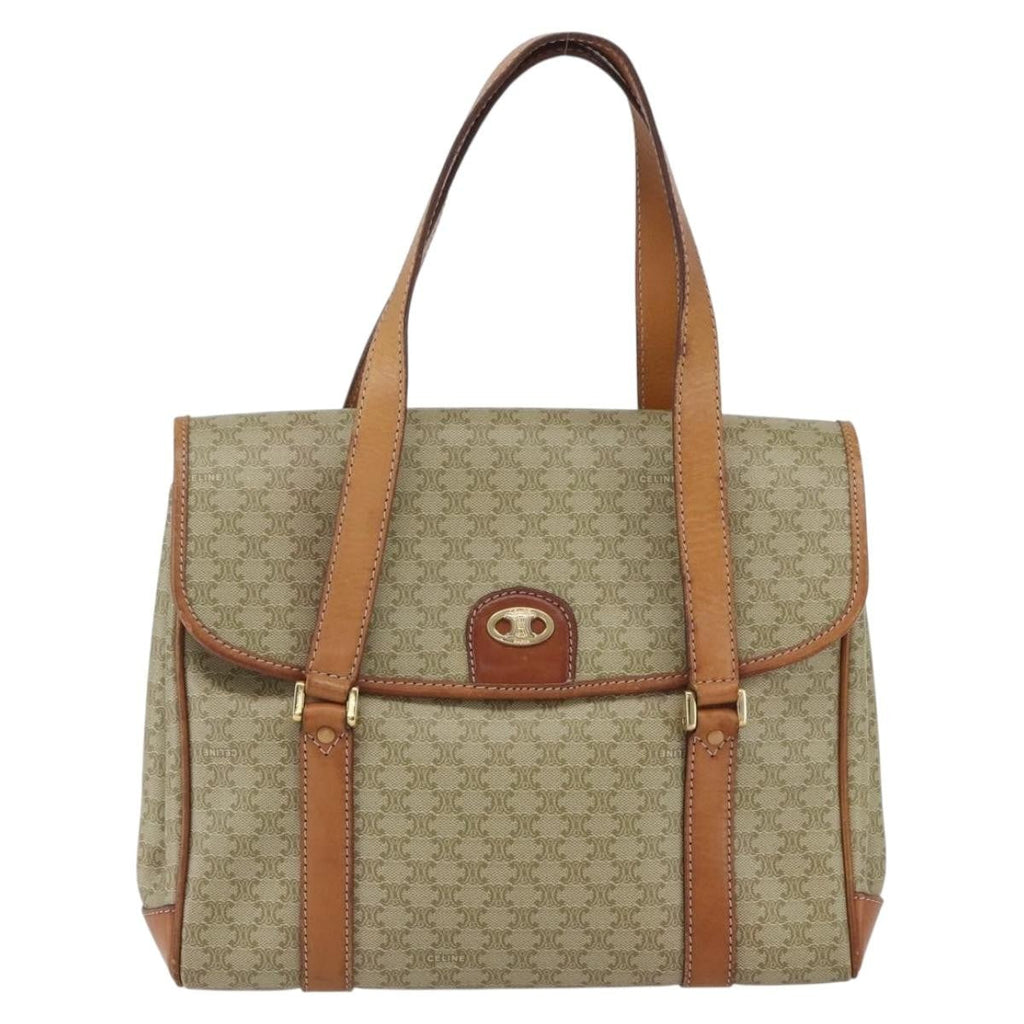 Celine Vintage Macadam Handbag Canvas And Leather Beige Canvas Handbag