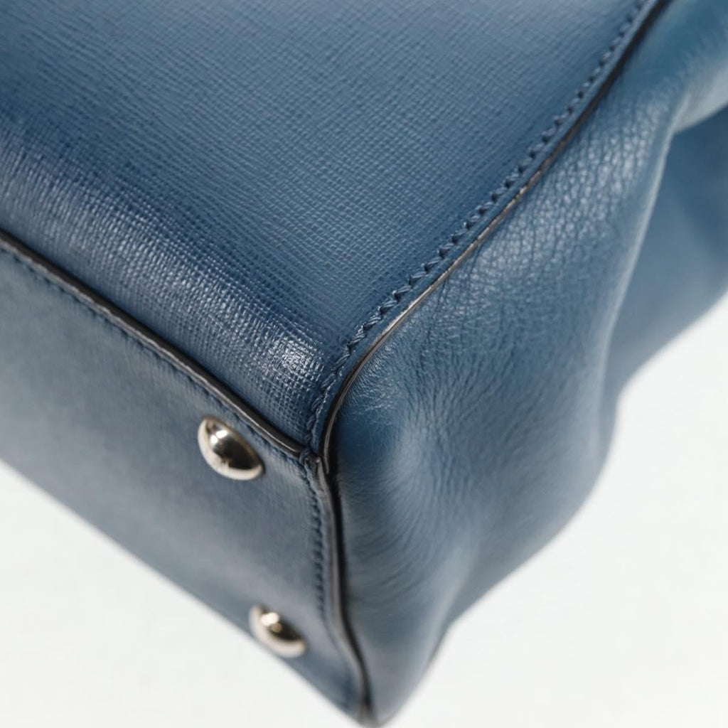 Fendi 2Jours Bag Leather Blue Leather Bag